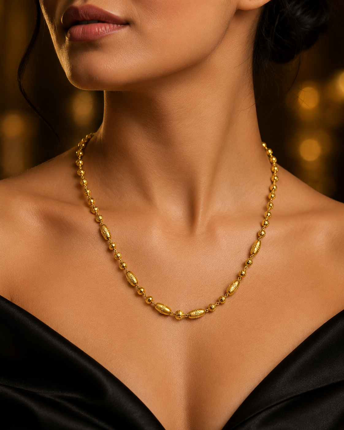 Golden Beaded Chain 925 Sterling Silver