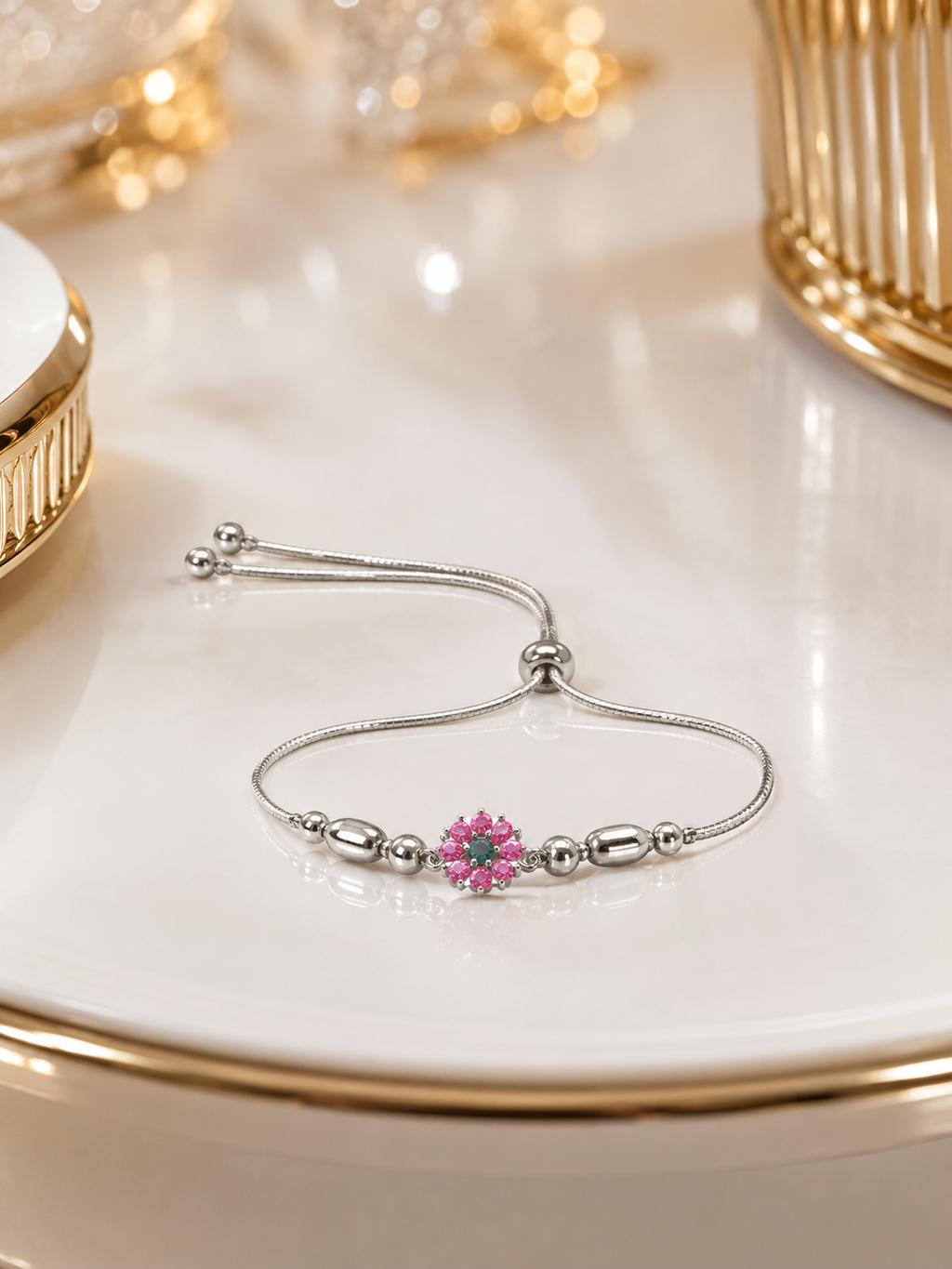 Flower Adjustable Braclets 925 Sterling Silver