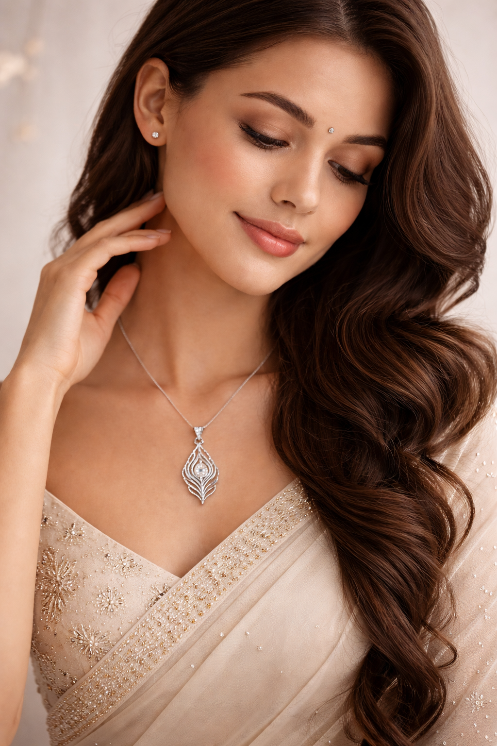 Mayura Grace™ Peacock Feather Pendant – 925 Sterling Silver
