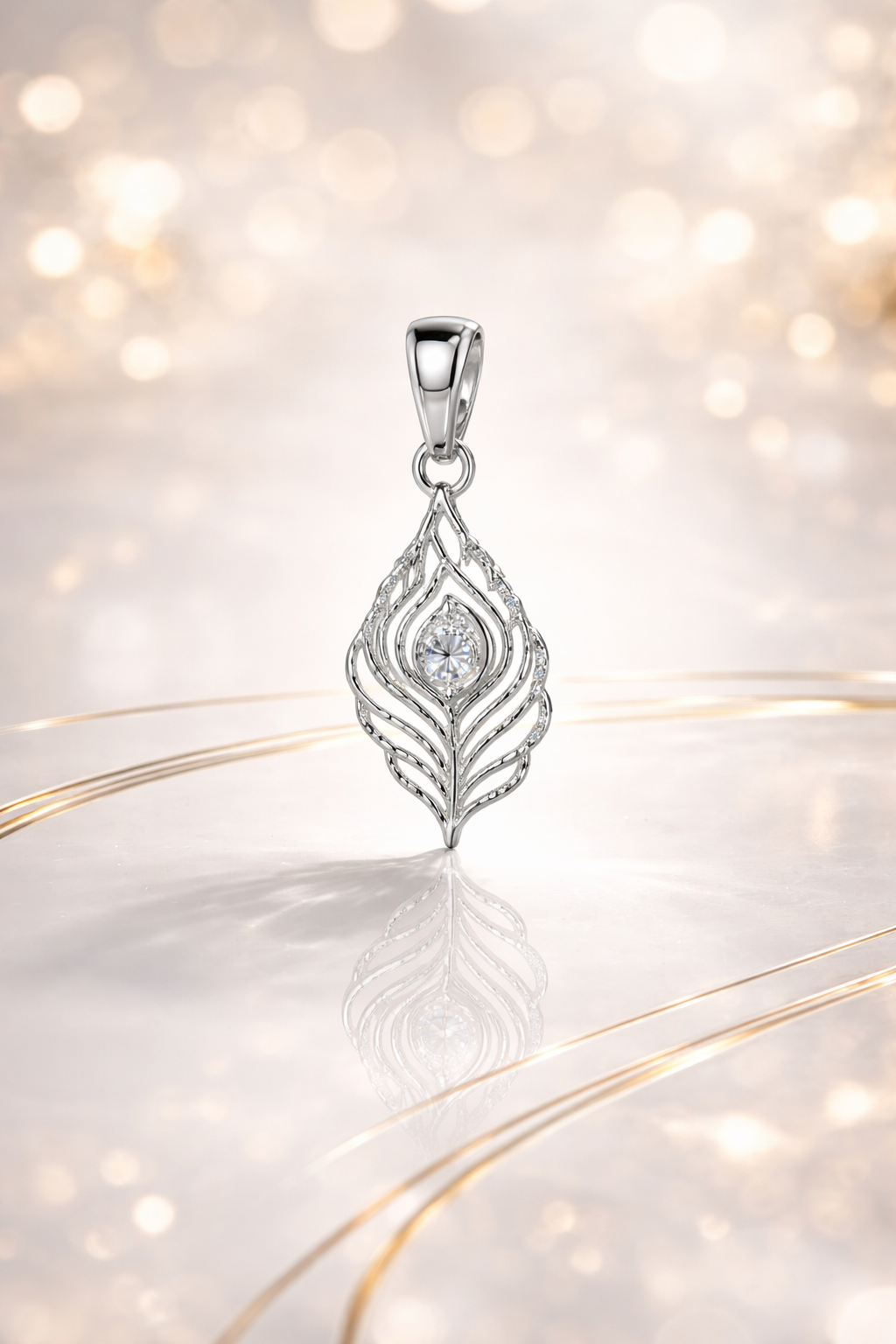 Mayura Grace™ Peacock Feather Pendant – 925 Sterling Silver