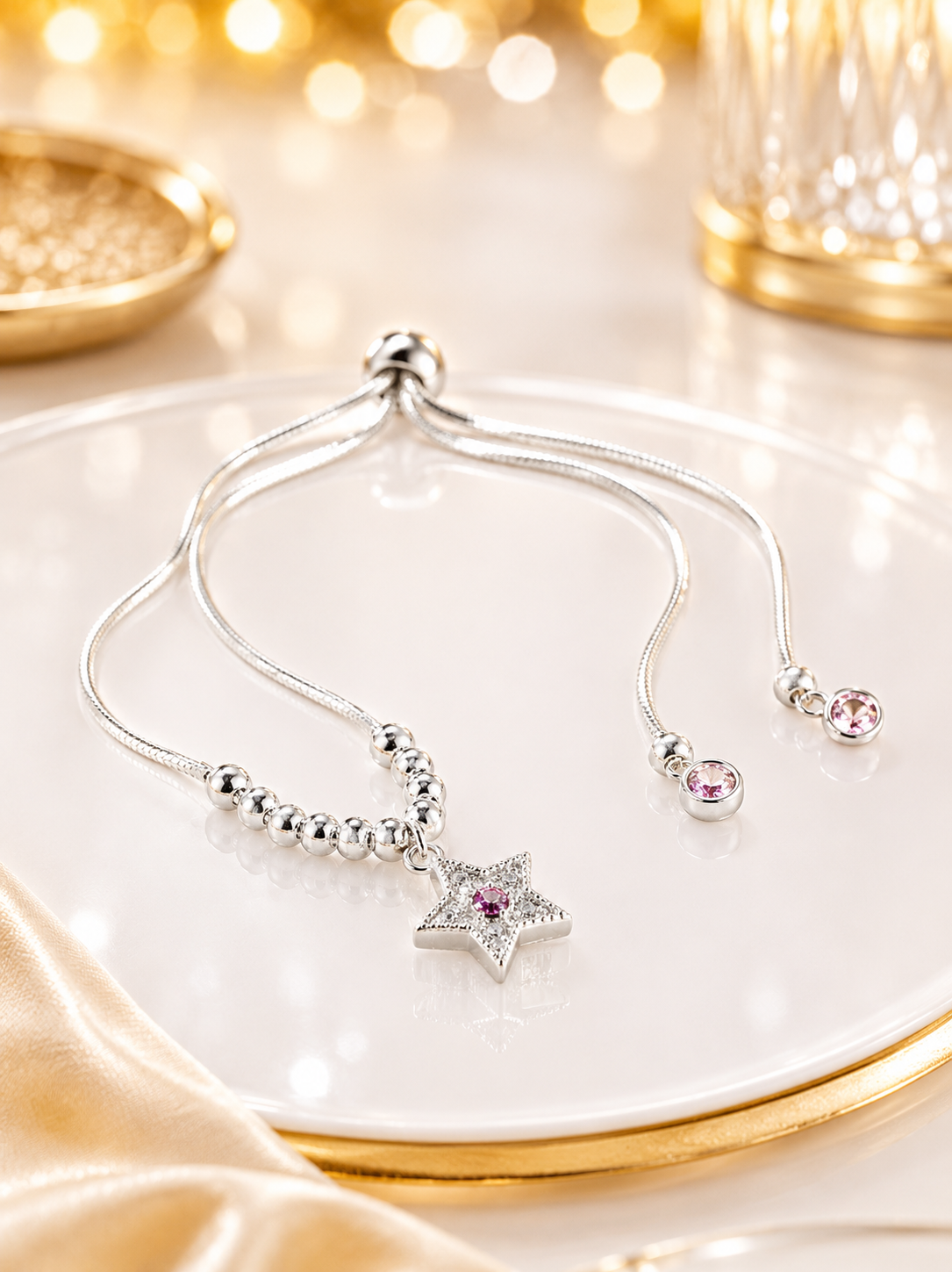 Star Charm Adjustable Bracelet – 925 Sterling Silver