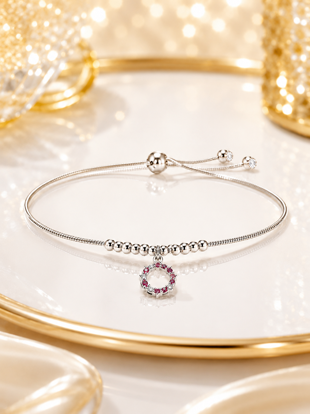 Crystal Bloom Adjustable 925 Sterling Silver Bracelet