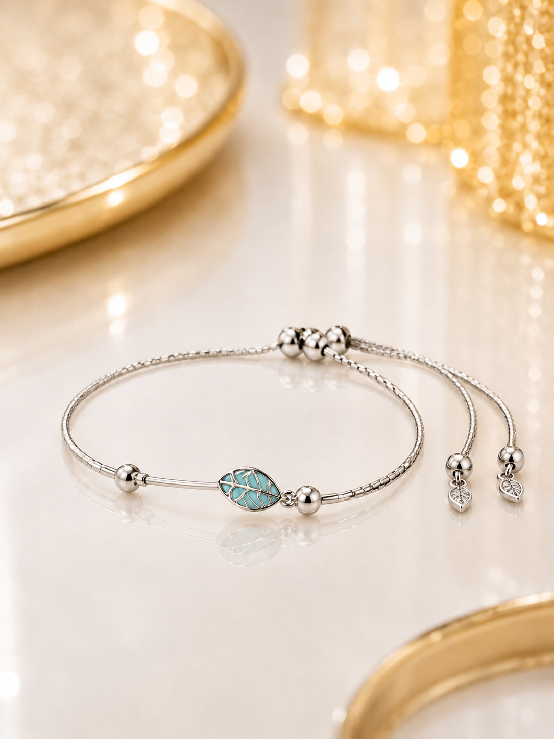 Ocean Leaf Adjustable Bracelet 925 Sterling Silver