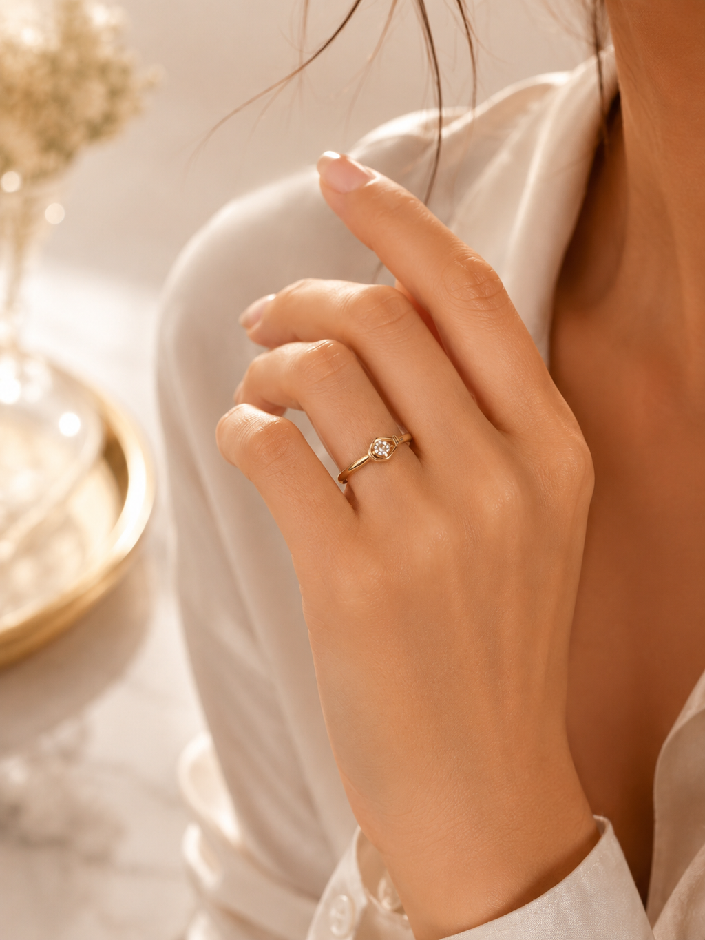 Golden Whisper Ring – 925 Sterling Silver