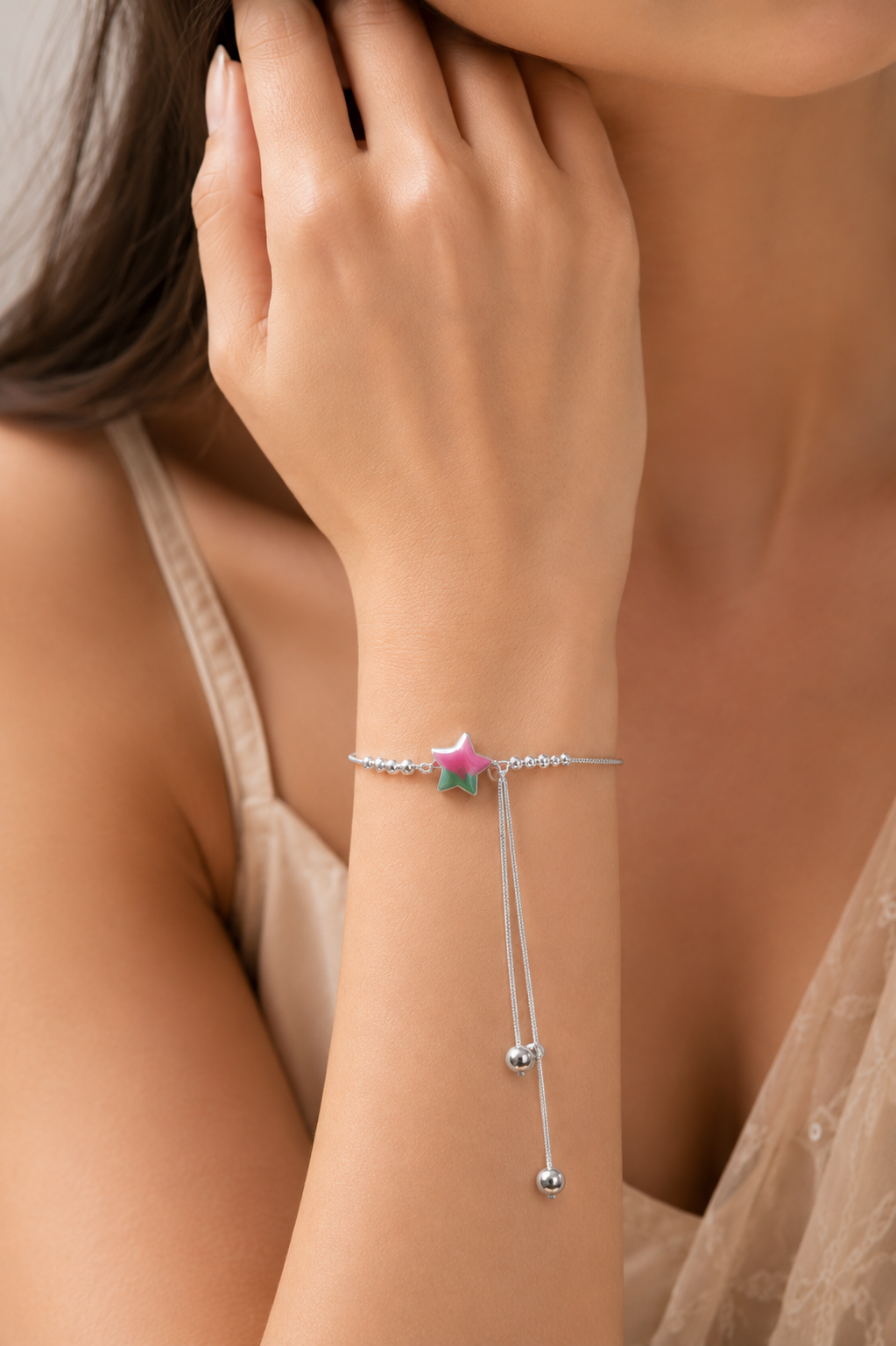 Galaxy Star 925 Sterling Silver Adjustable Bracelet