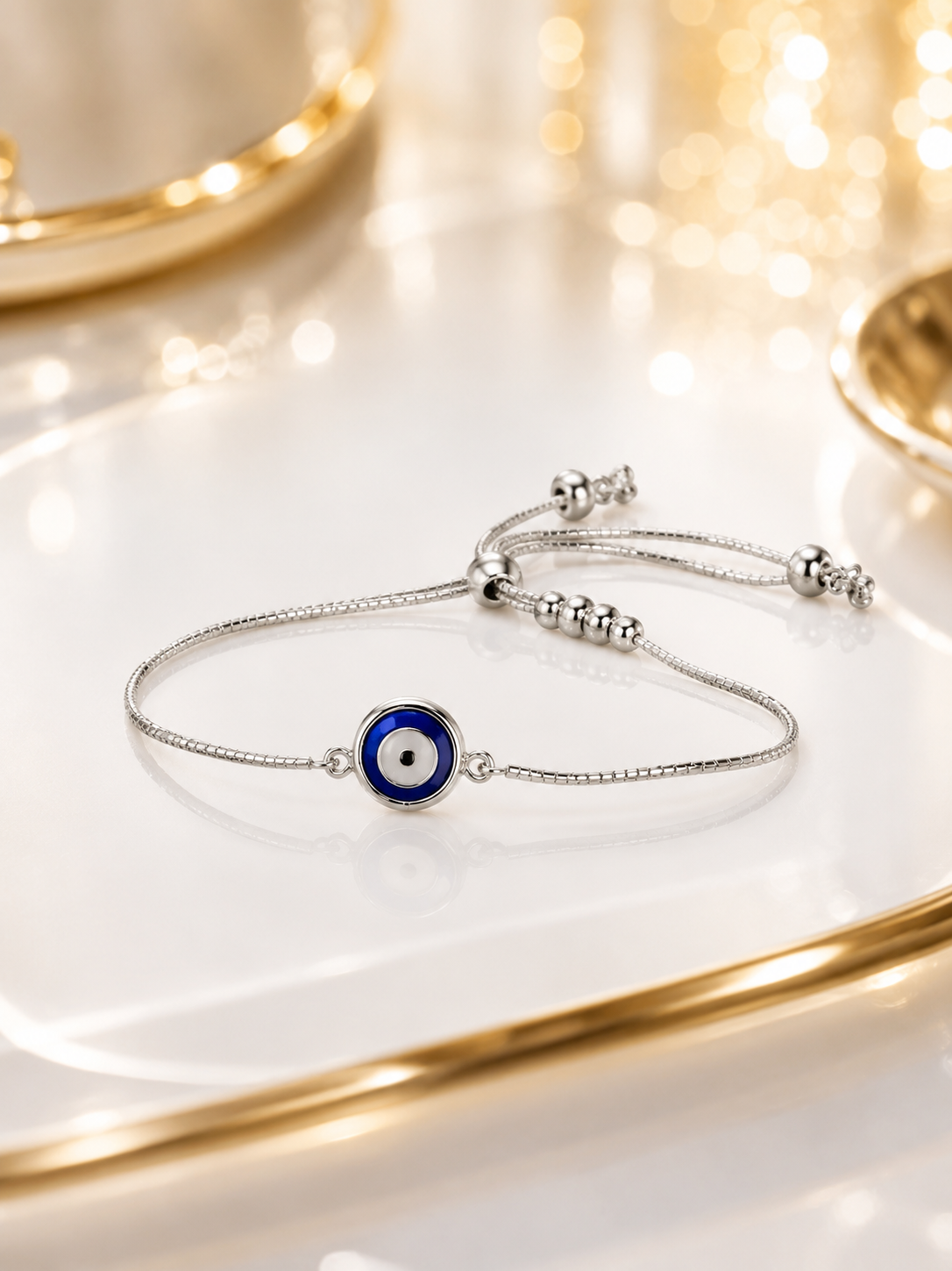 Classic Evil Eye Adjustable Bracelet 925 Sterling Silver